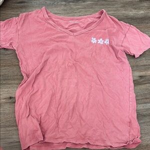 Aerie Pink V-Neck T-Shirt